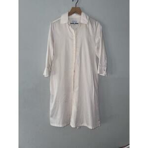 Perlavera white button up poplin shirt dress size medium